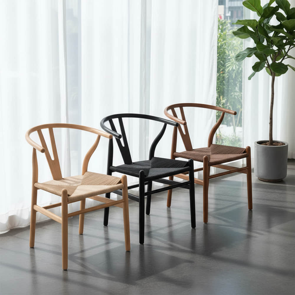 Wishbone dining chair in natural color