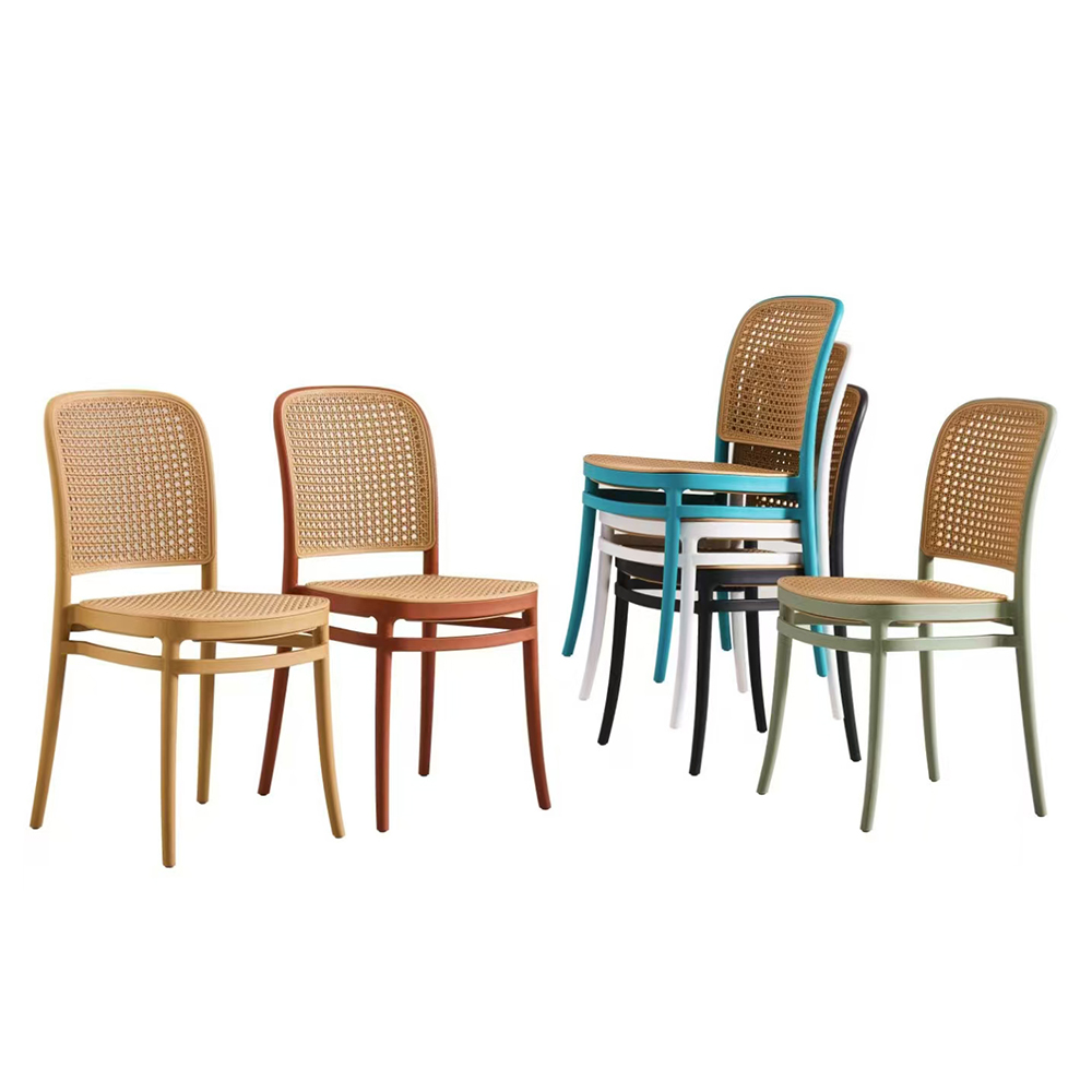 Outdoor cane dining chair 4 chair dining set