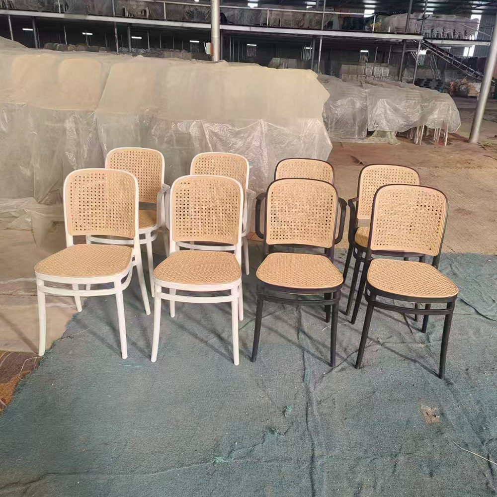 Outdoor cane dining chair 4 chair dining set