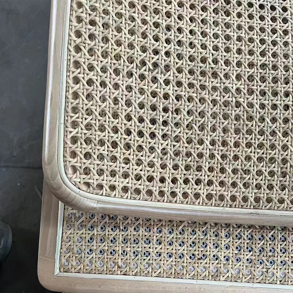 Wood rattan dining chair with metal frame