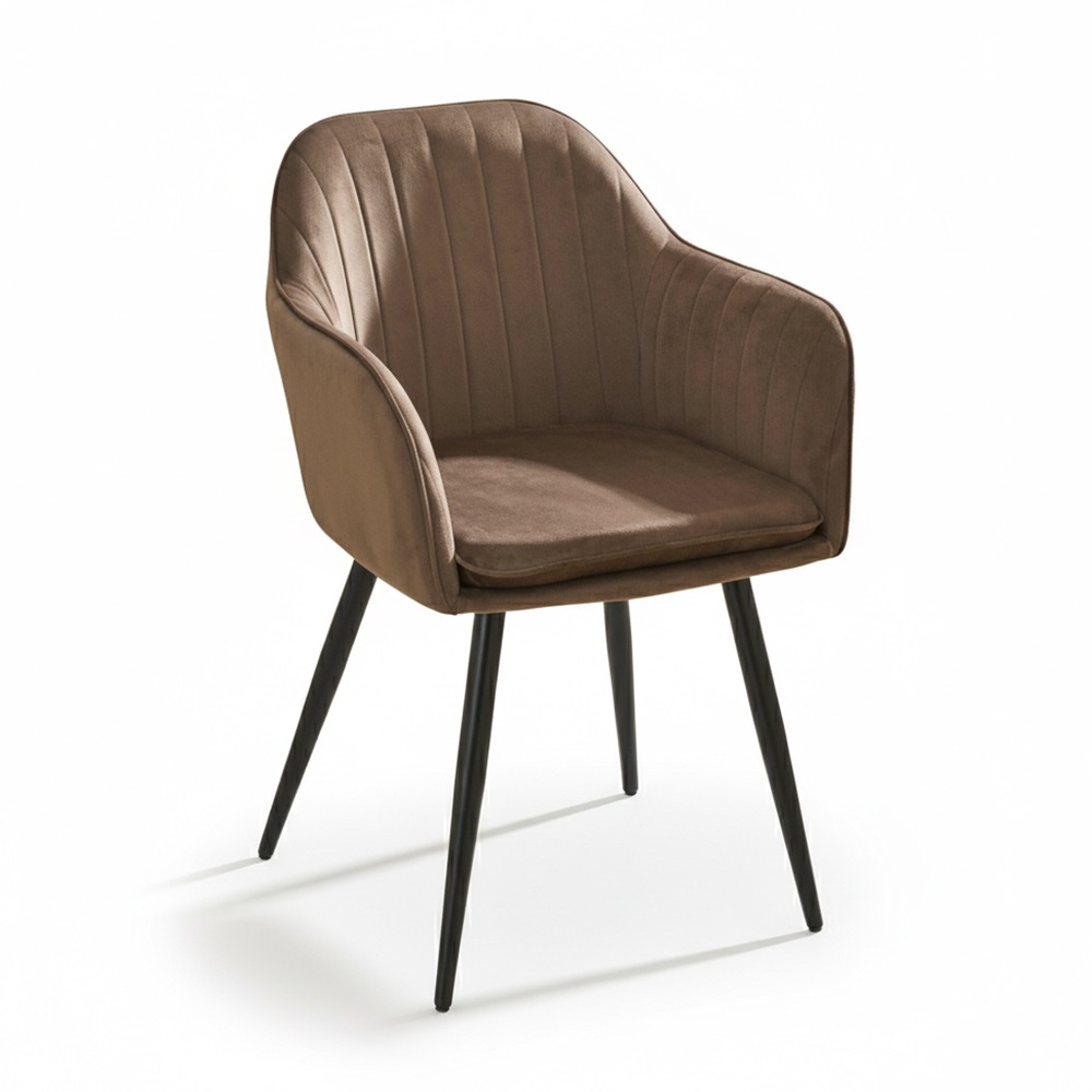 Dining chair with arms brown leather color