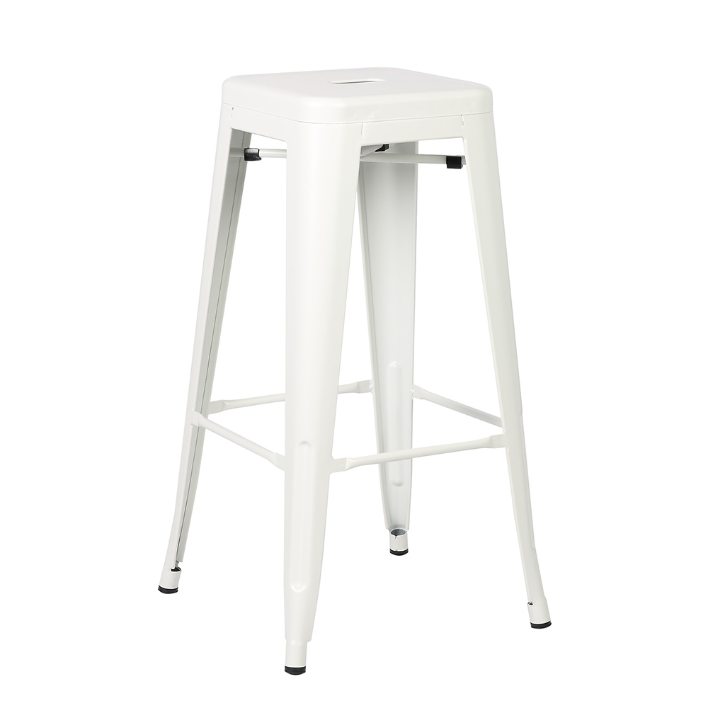 White steel frame metal dining chair
