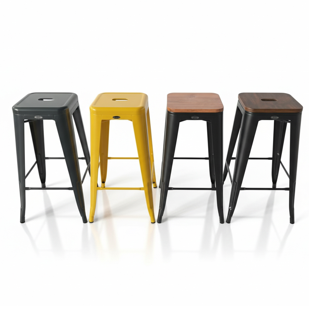 White steel frame metal dining chair