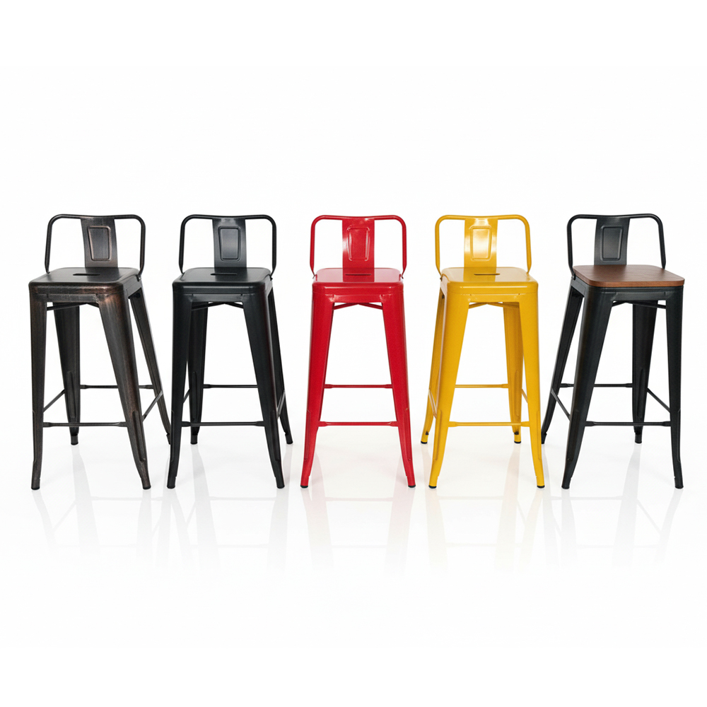 White steel frame metal dining chair