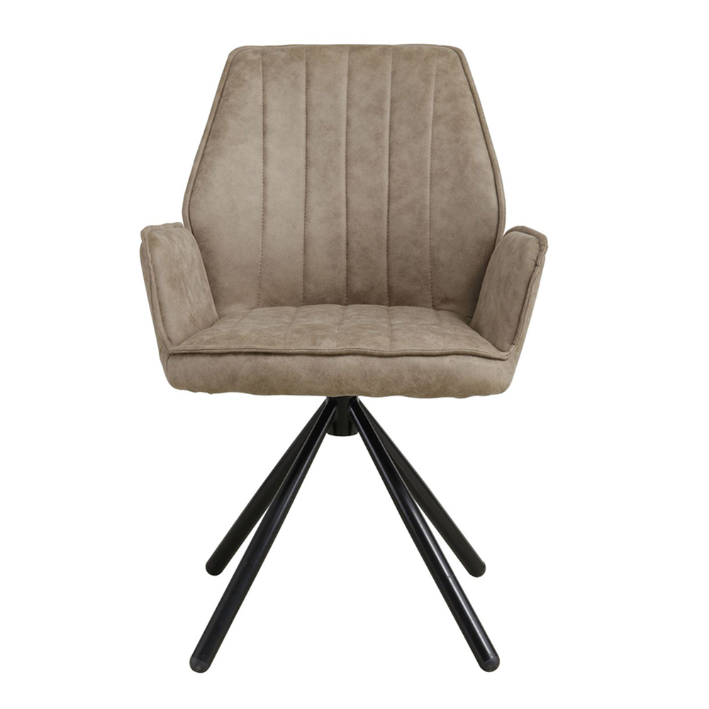 Grey velvet swivel dining chair