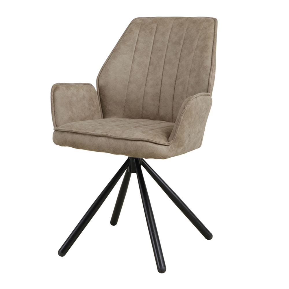 Grey velvet swivel dining chair
