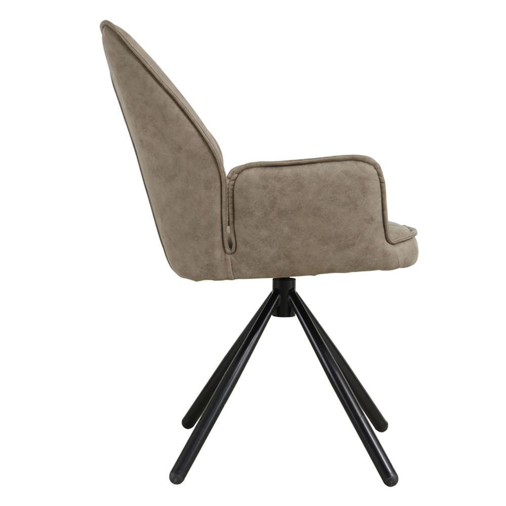 Grey velvet swivel dining chair