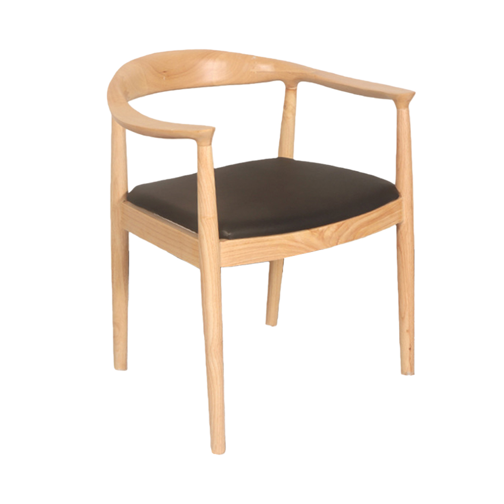 Walnut solid wood chair with curved back