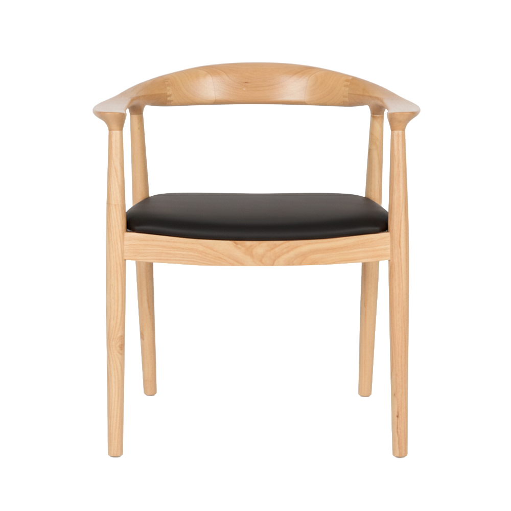 Walnut solid wood chair with curved back