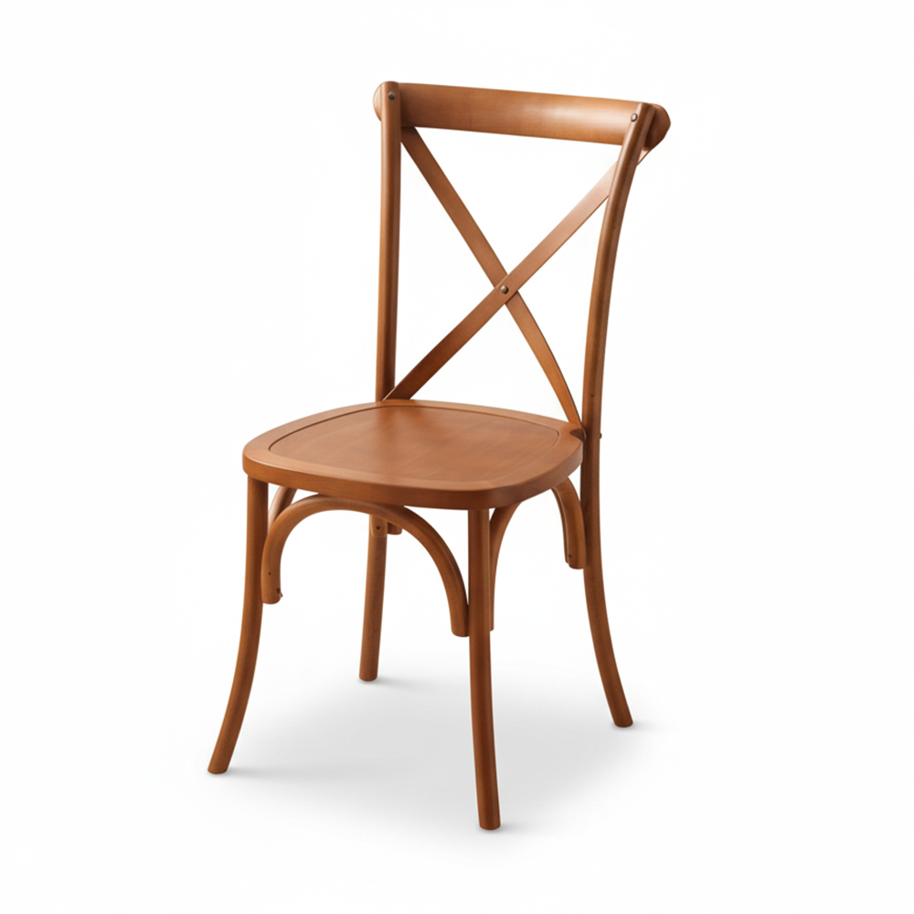 Stackable wooden chair crossback