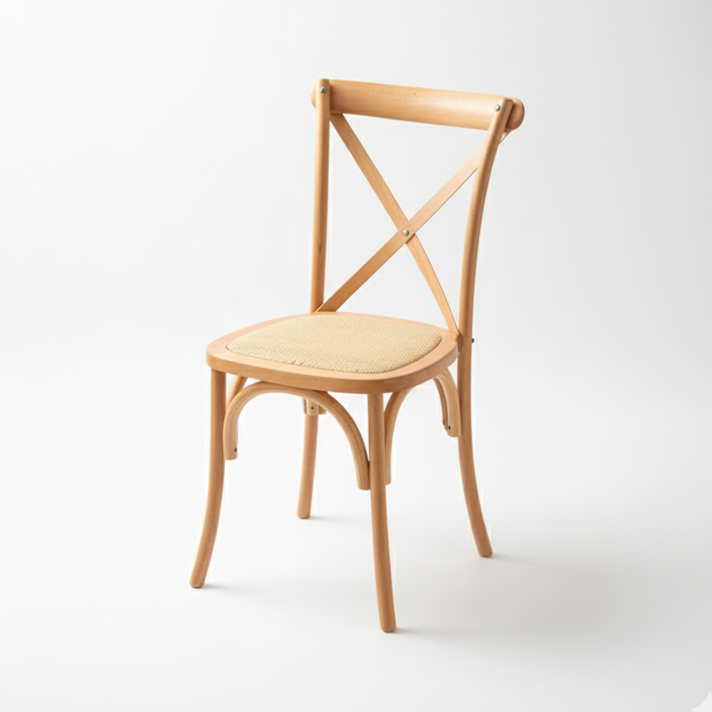 Stackable wooden chair crossback