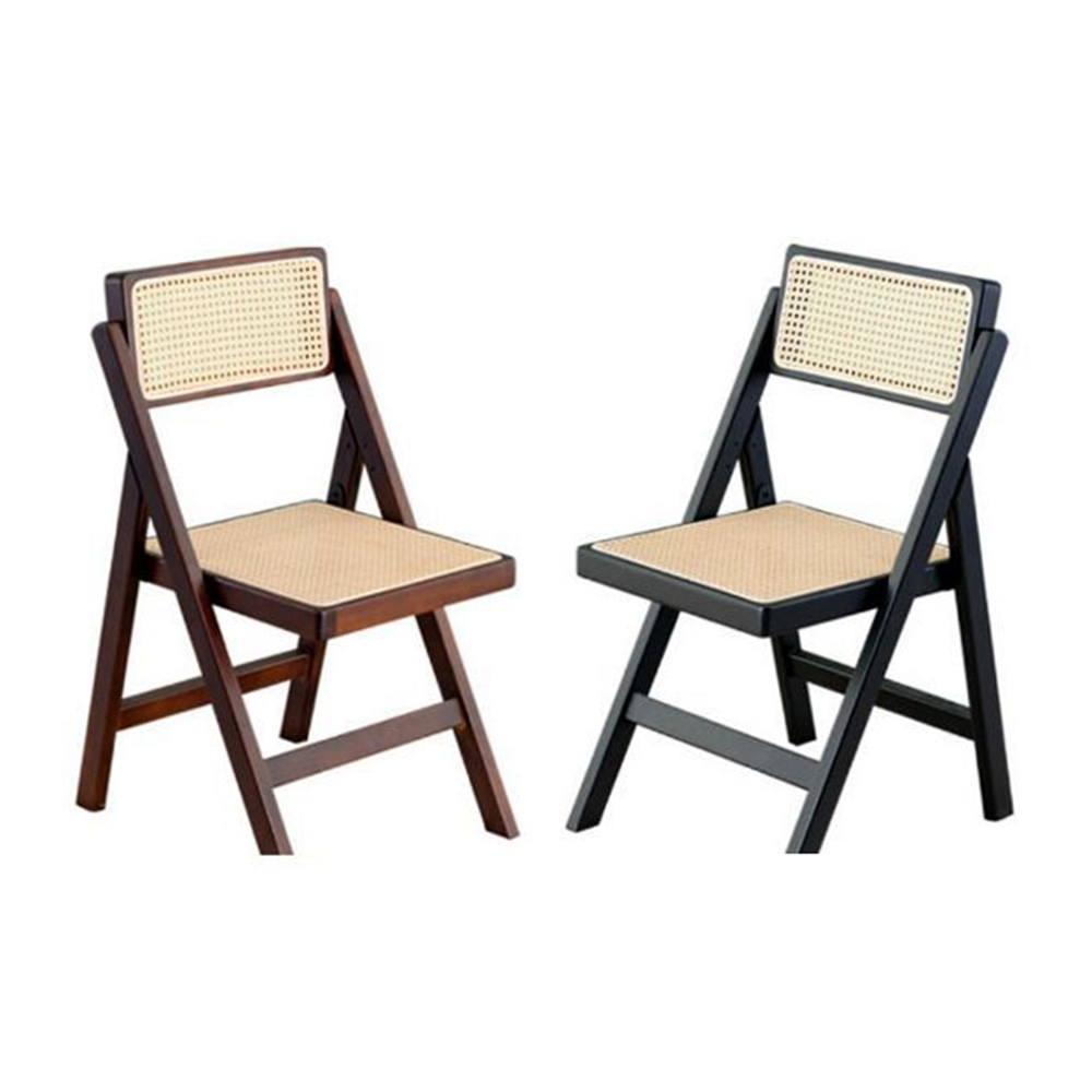 Foldable wood rattan dining chairs