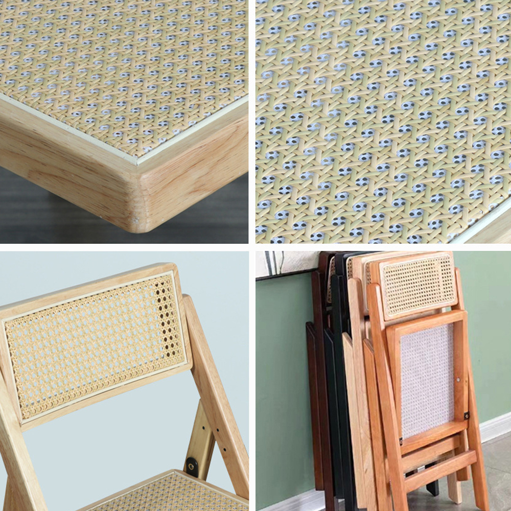 Foldable wood rattan dining chairs