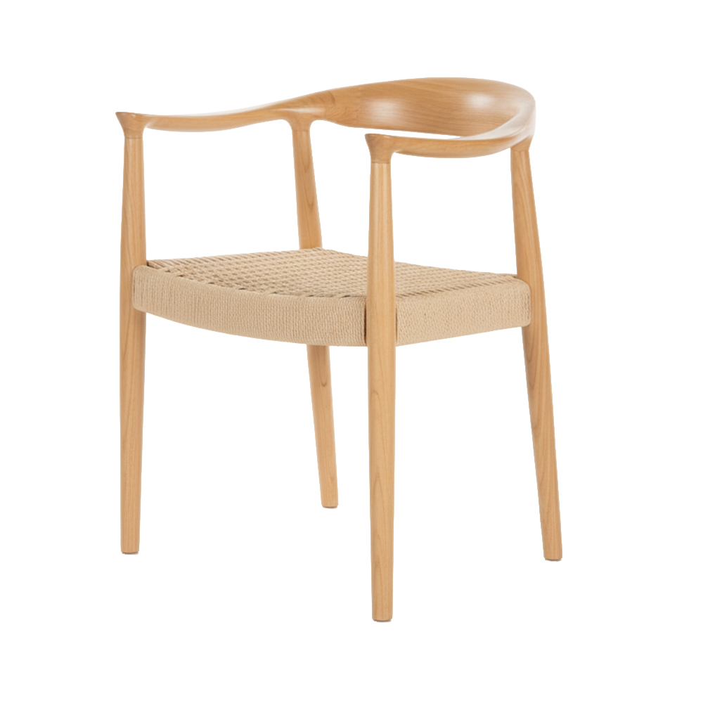 Wooden rattan dining armchair