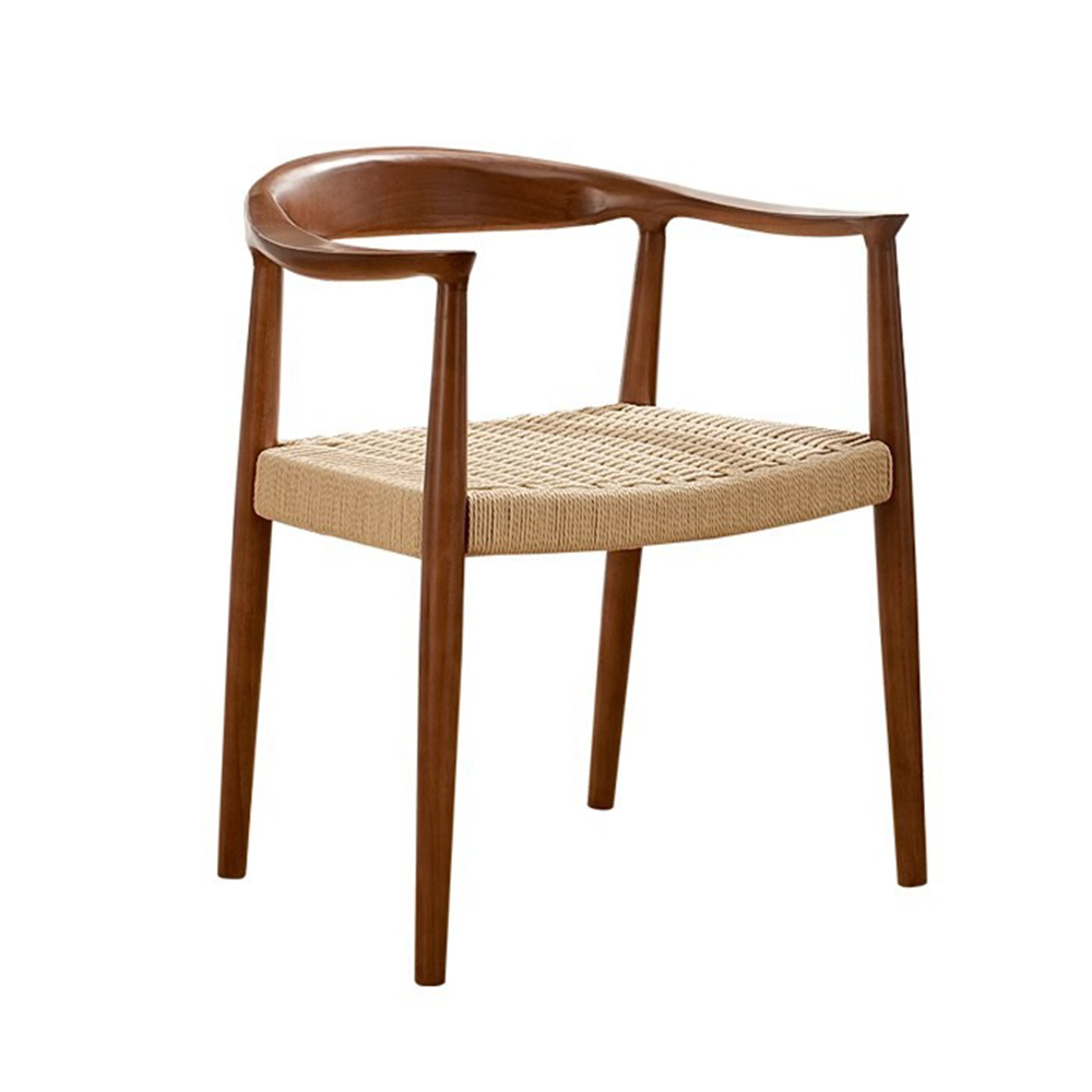 Wooden rattan dining armchair