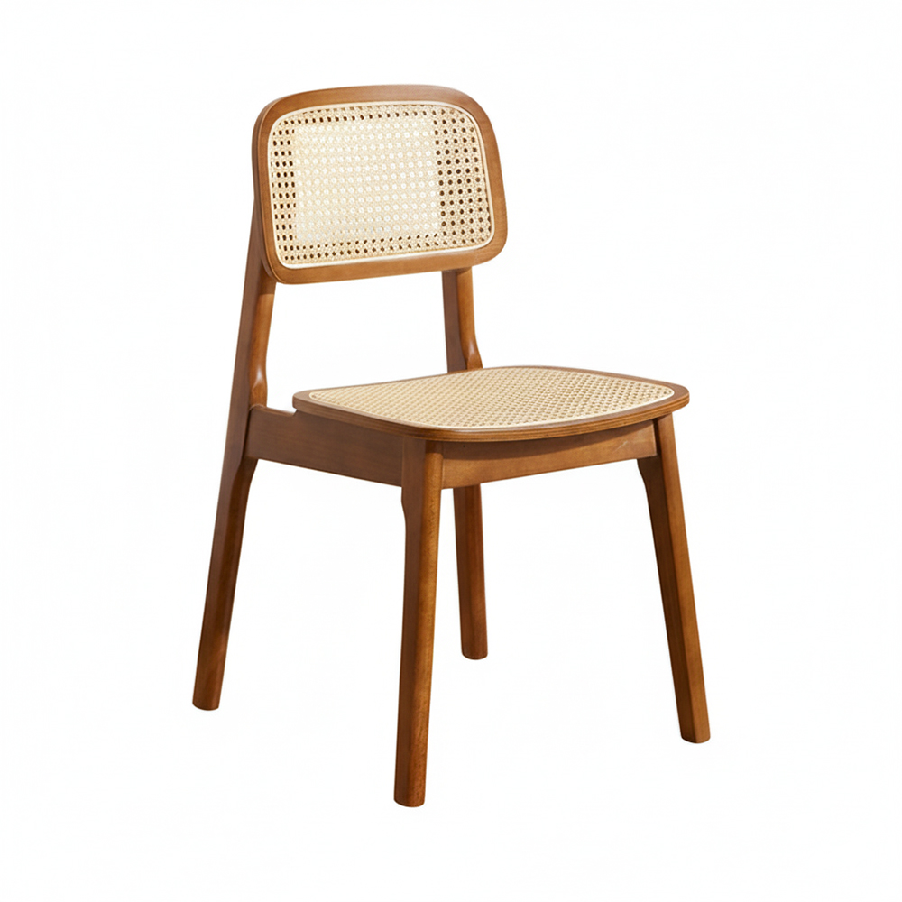 Ash wood rattan dining chair with cushion