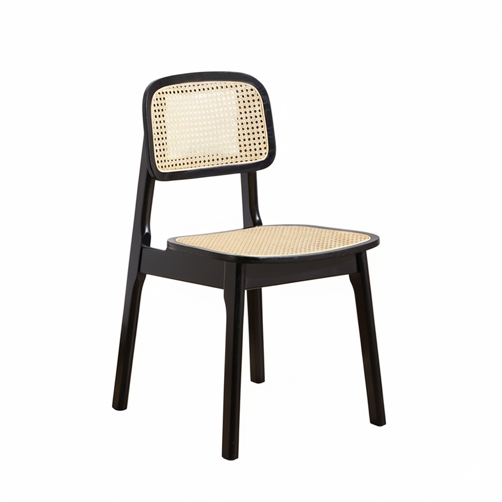 Ash wood rattan dining chair with cushion
