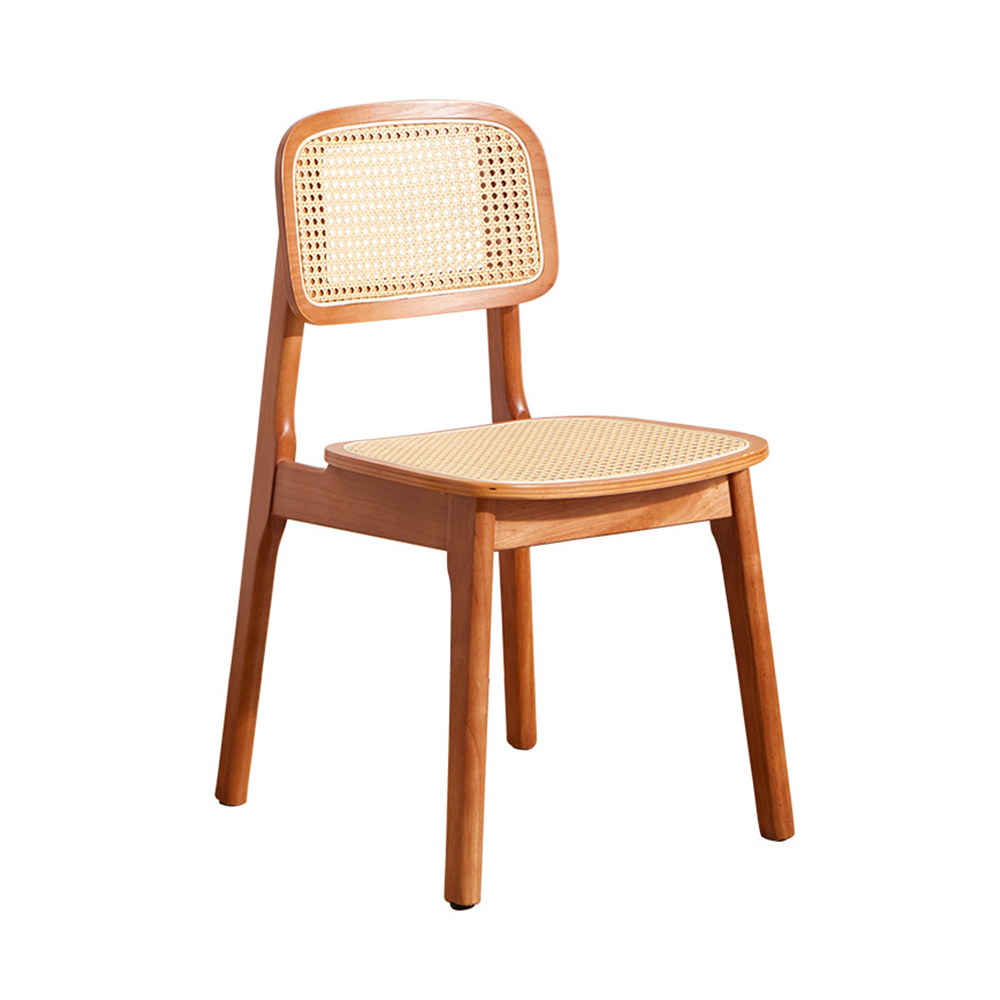 Ash wood rattan dining chair with cushion