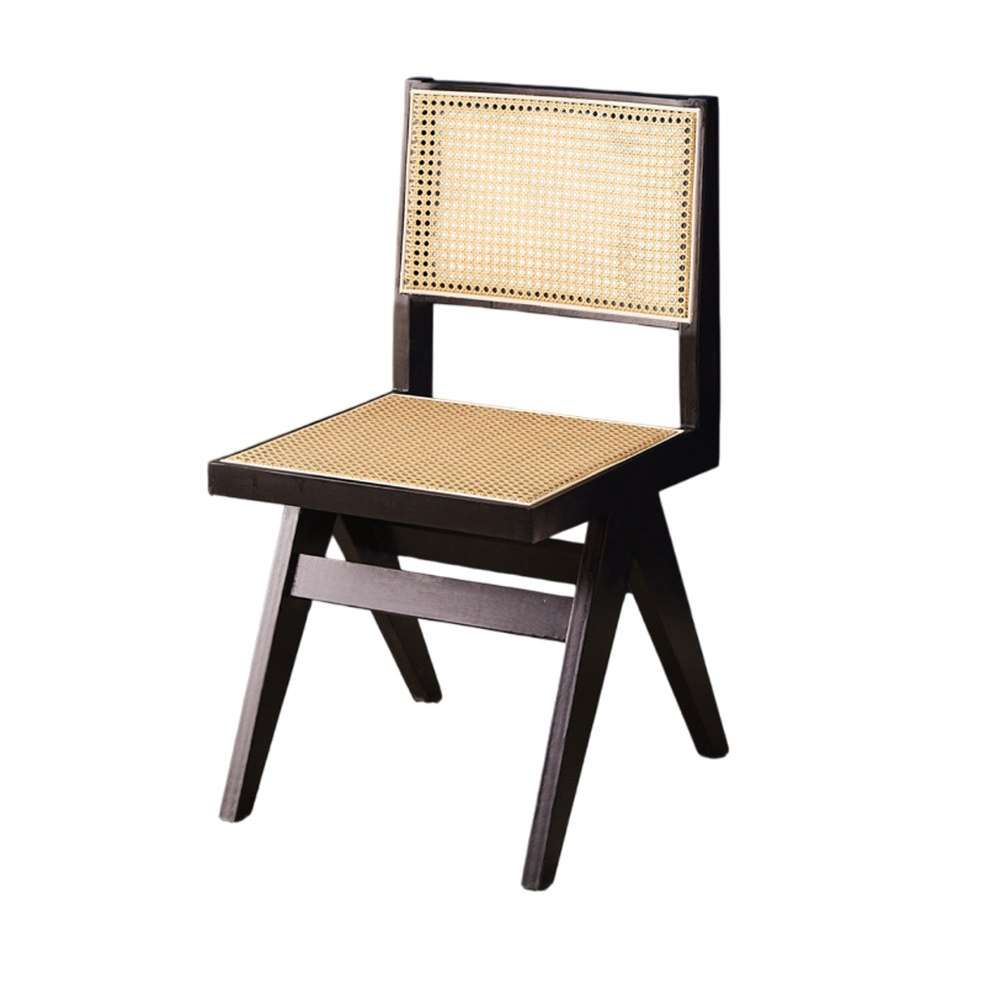 Wood rattan dining chairs set of 4