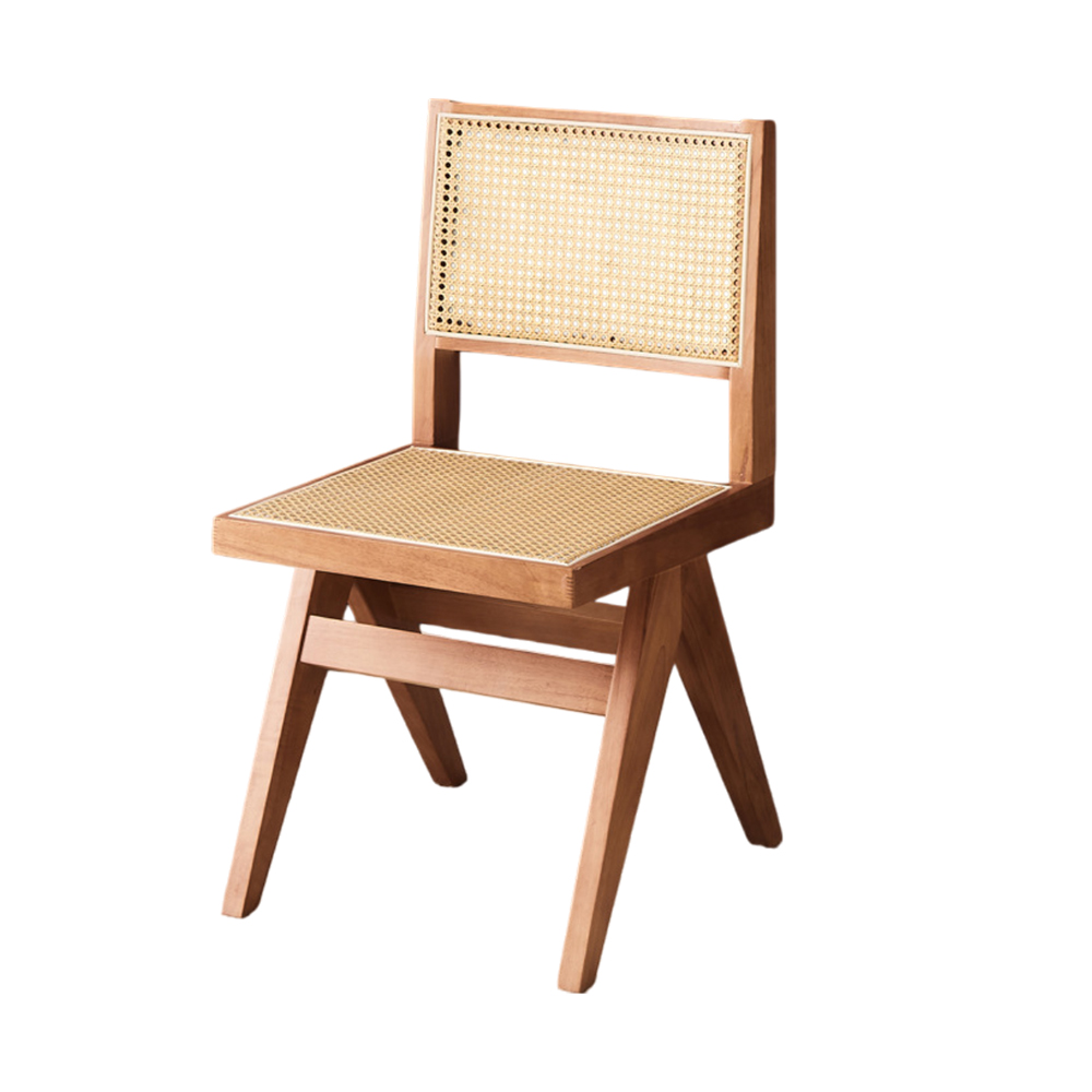 Wood rattan dining chairs set of 4