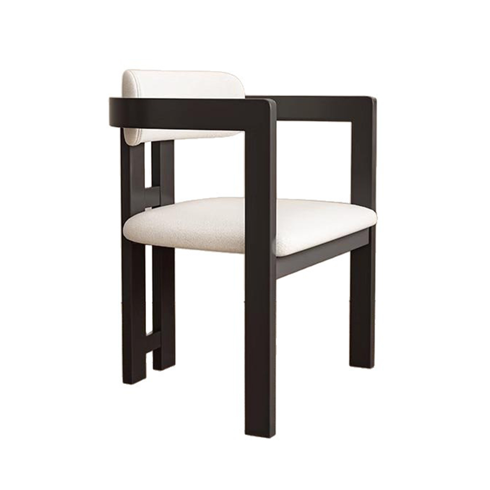 Black solid wood dining chairs with upholstered seat