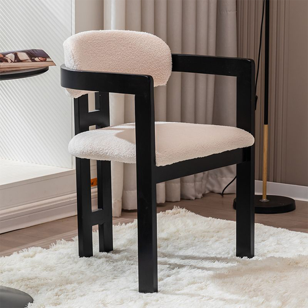 Black solid wood dining chairs with upholstered seat