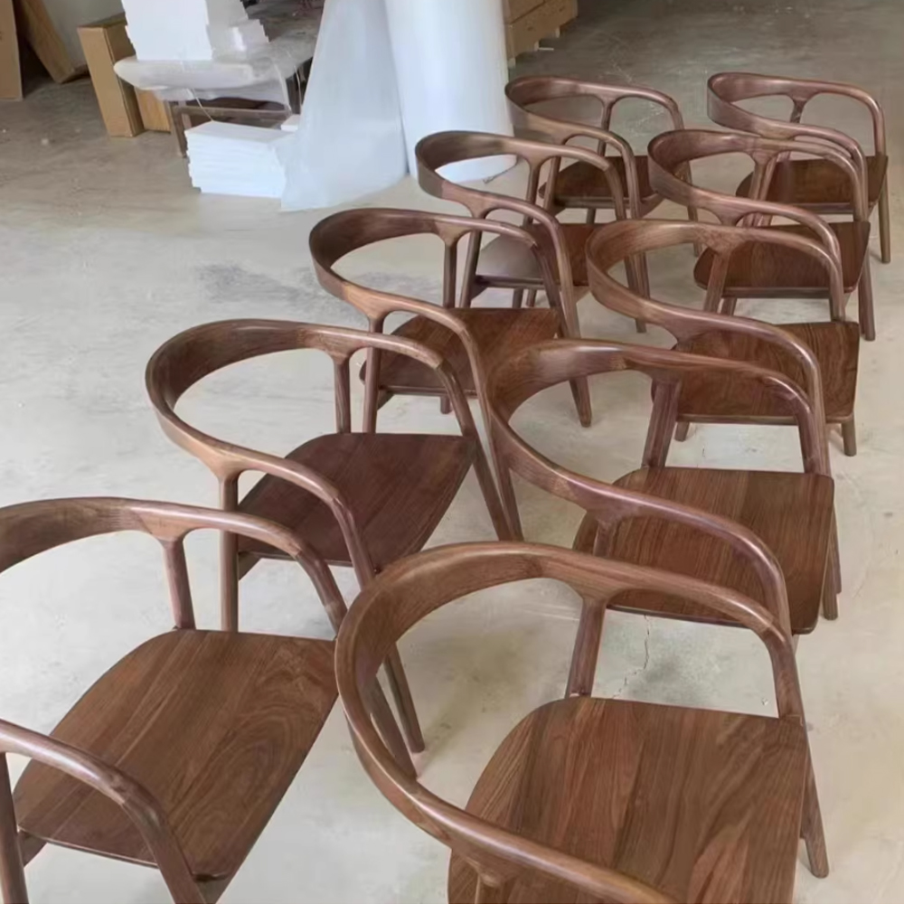 Solid ash wood dining chairs for living room
