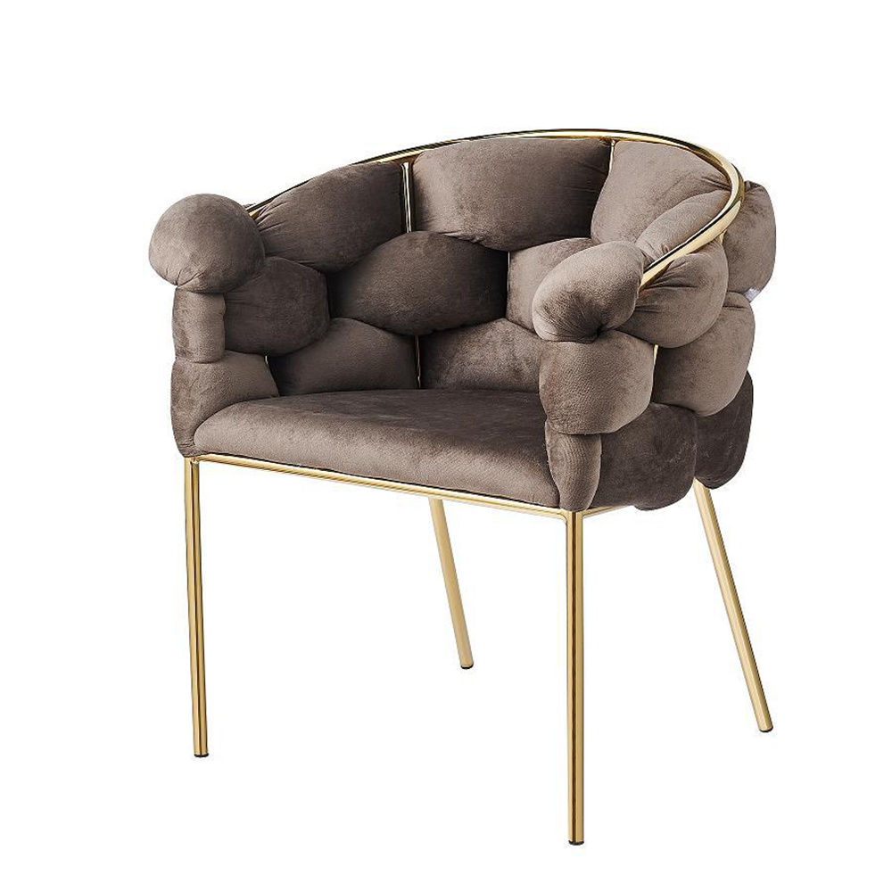 Luxury metal dining chairs with upholstery seat