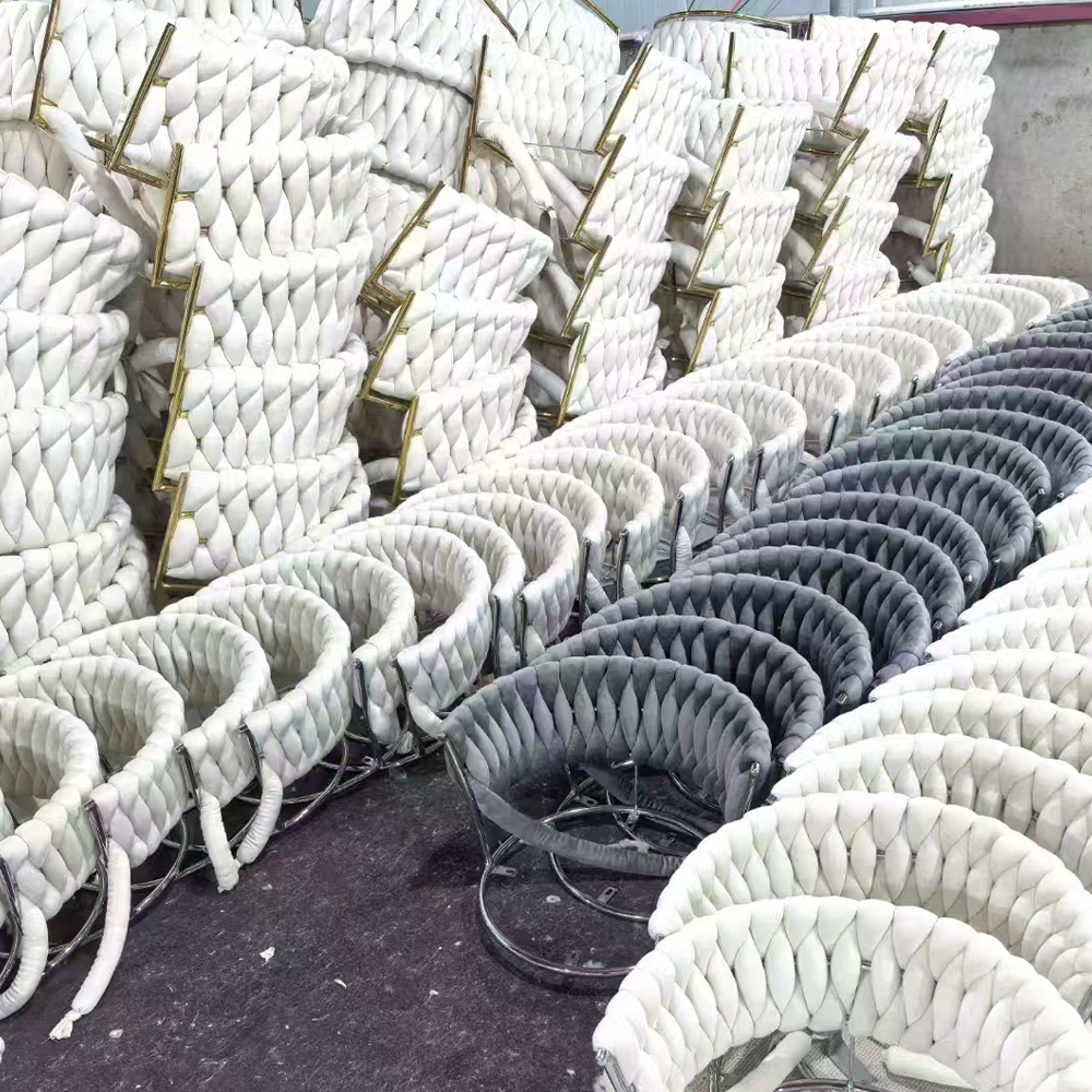 Luxury metal dining chairs with upholstery seat