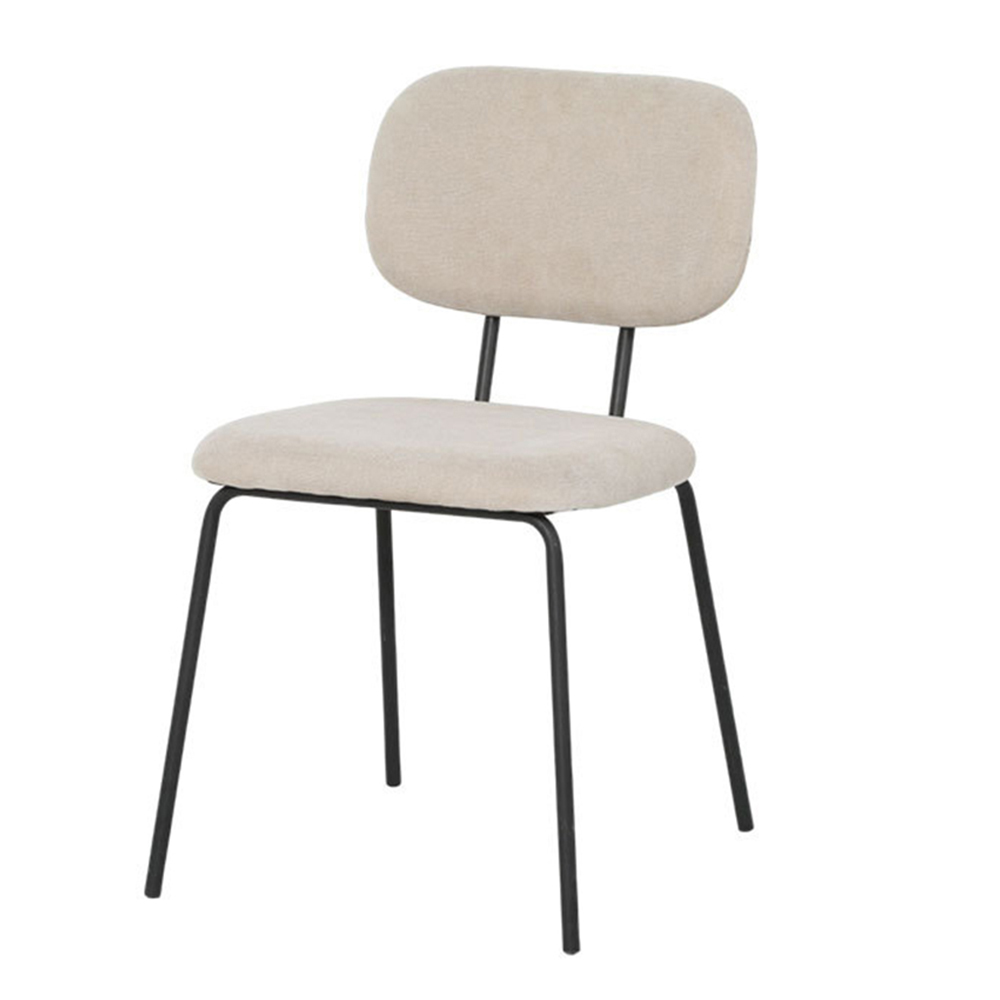 Dining chairs beige velvet color with soft padded cushion