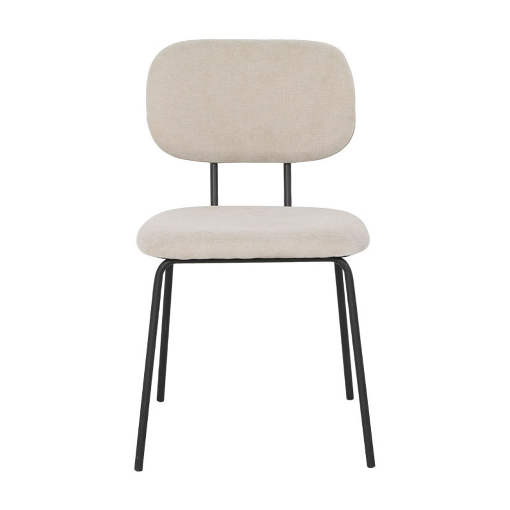 Dining chairs beige velvet color with soft padded cushion