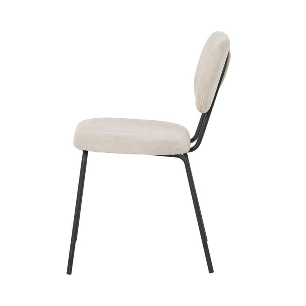 Dining chairs beige velvet color with soft padded cushion