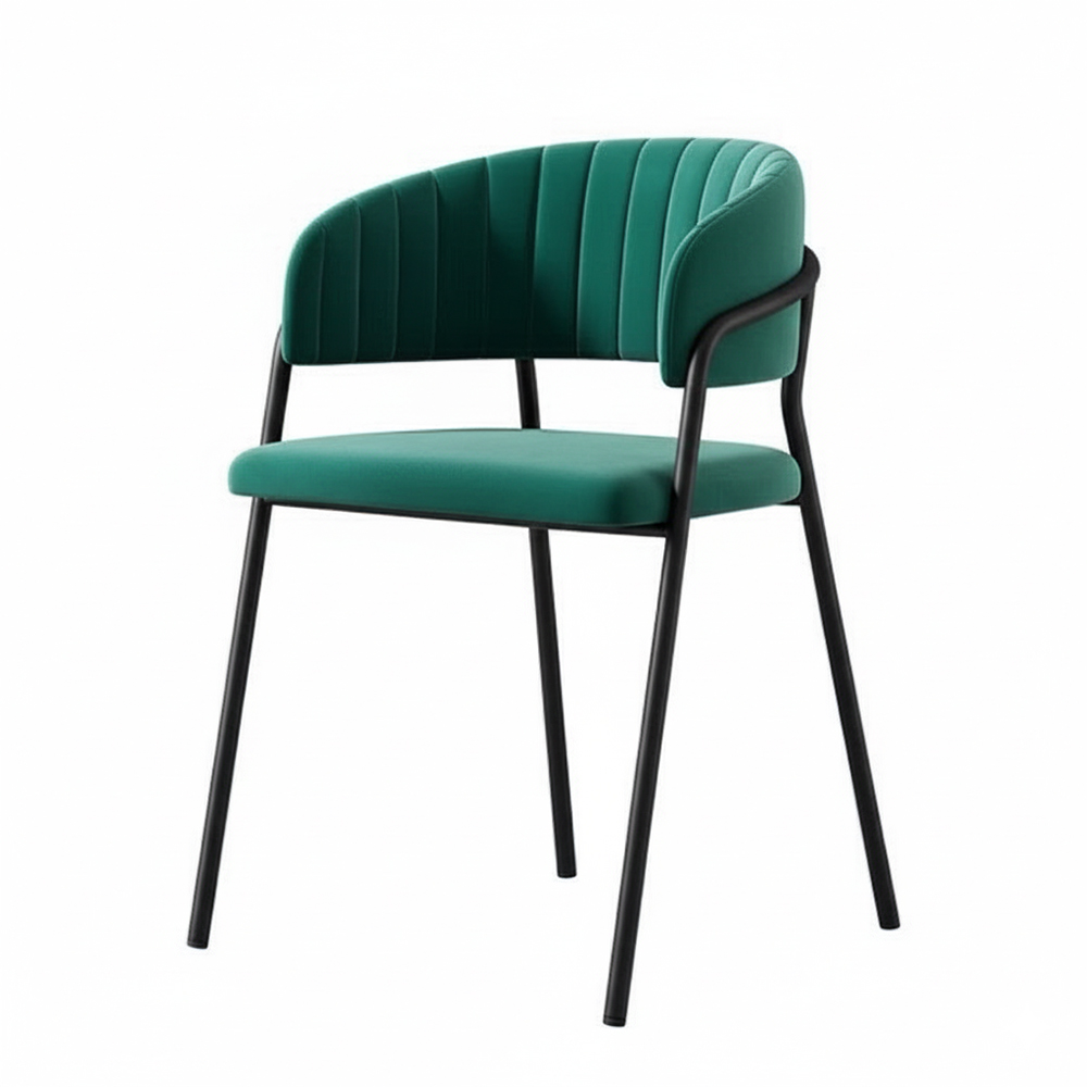 Nordic arm velvet dining chairs with golden legs