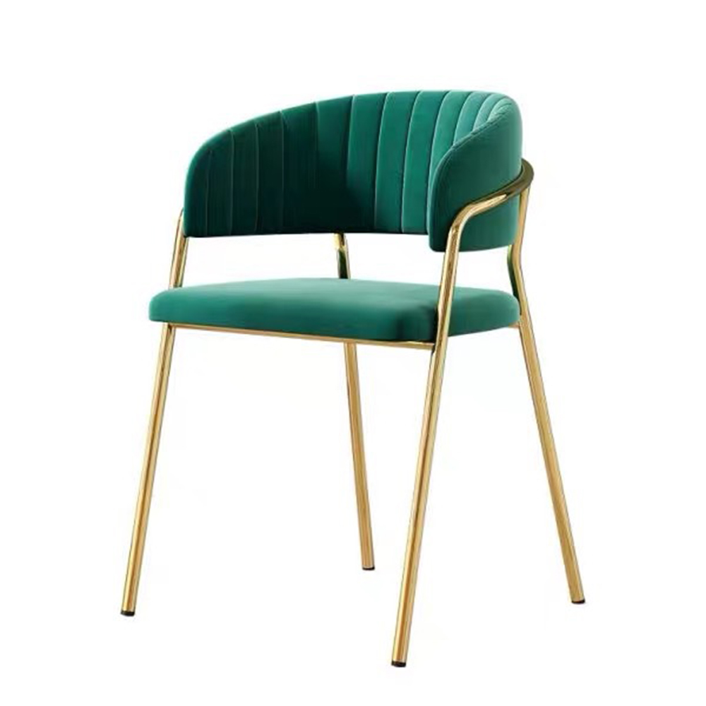Nordic arm velvet dining chairs with golden legs