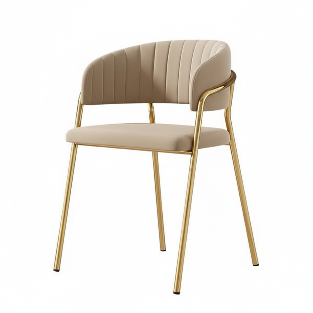 Nordic arm velvet dining chairs with golden legs