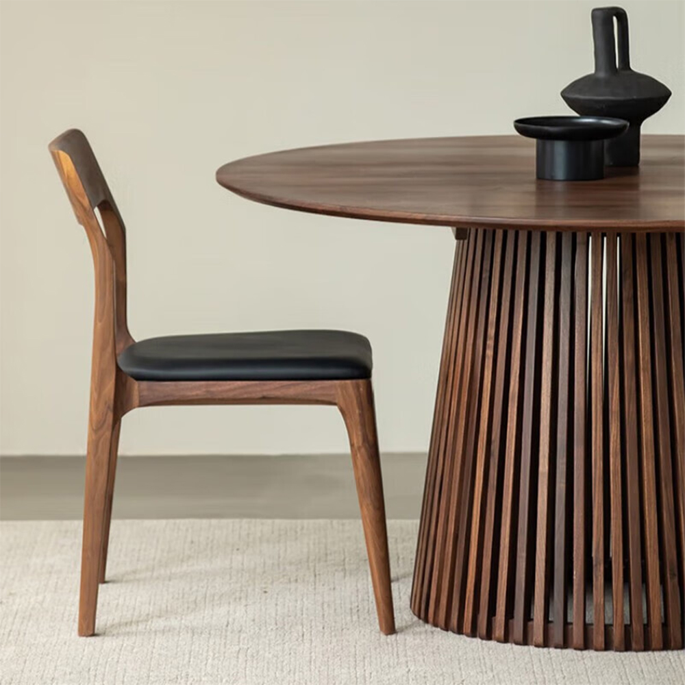 Natural color modern round dining wood table