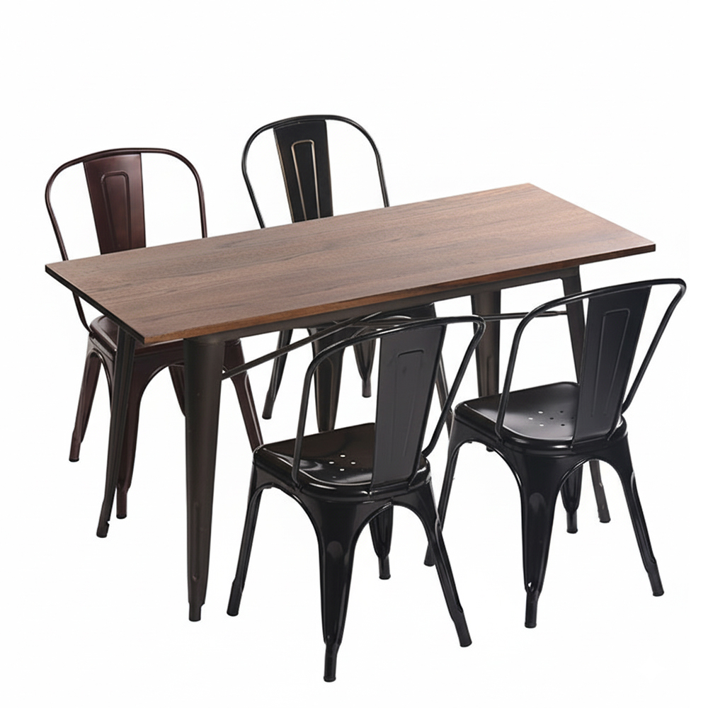 Wooden rectangle dining table and chairs