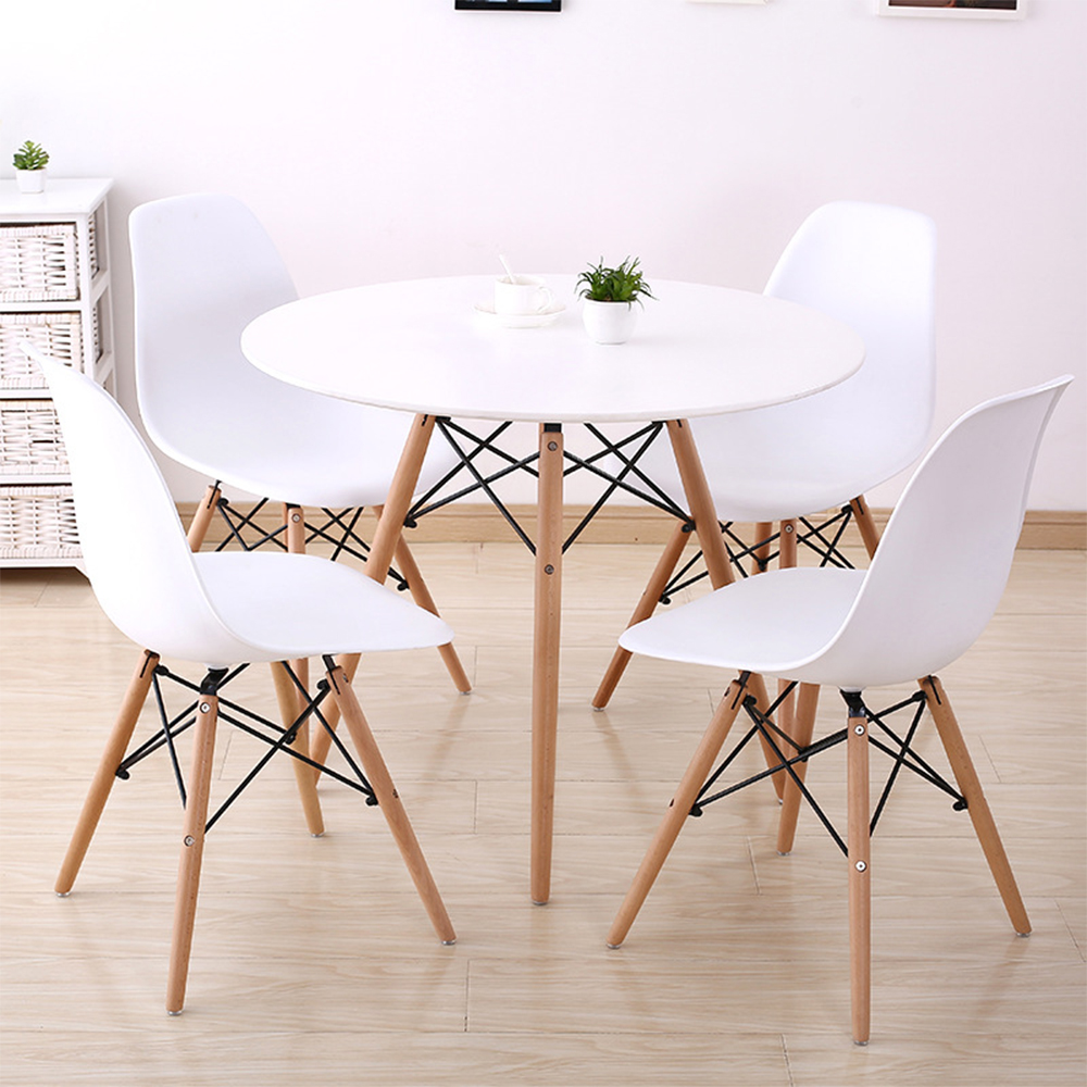 18mm MDF white round dining table set