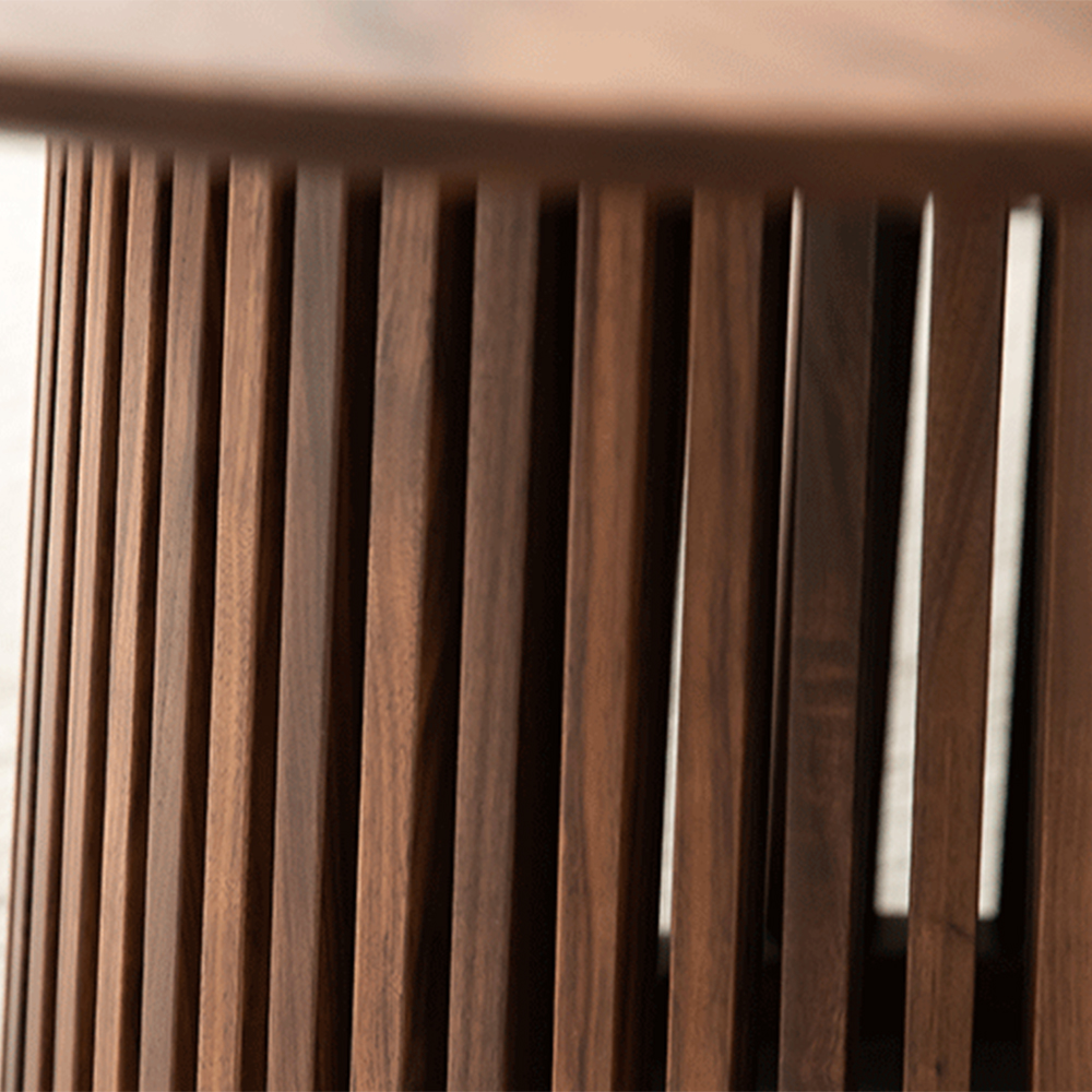 Solid wood round dining table walnut color