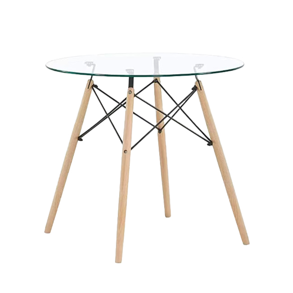 Modern glass top transparent dining table and chair