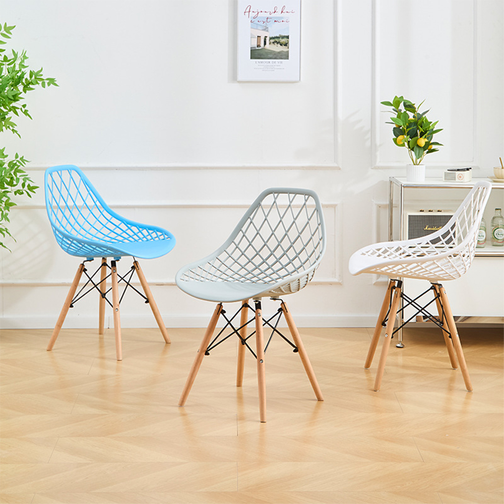 Luxury plastic dining chairs with metal legs
