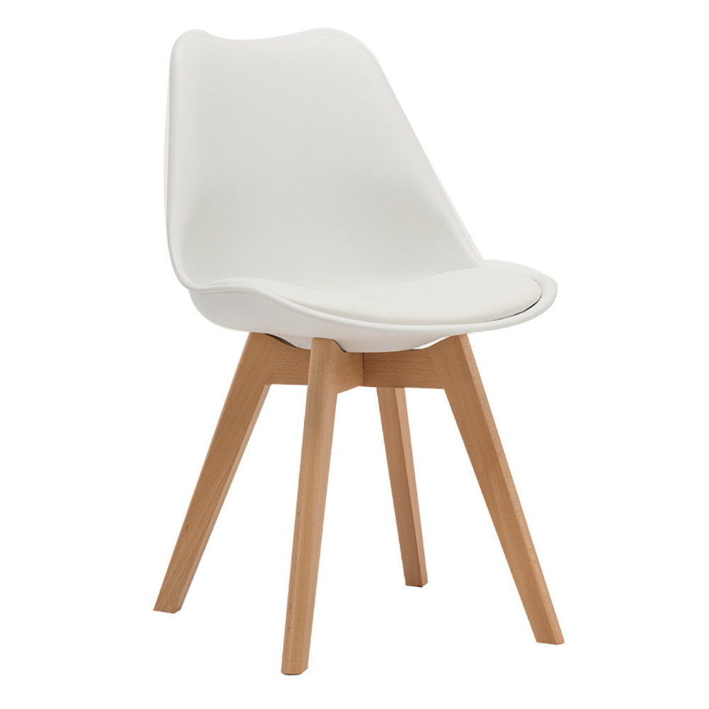 Leisure modern thickened plastic dinning chair with wood legs
