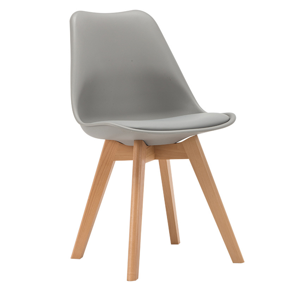 Leisure modern thickened plastic dinning chair with wood legs