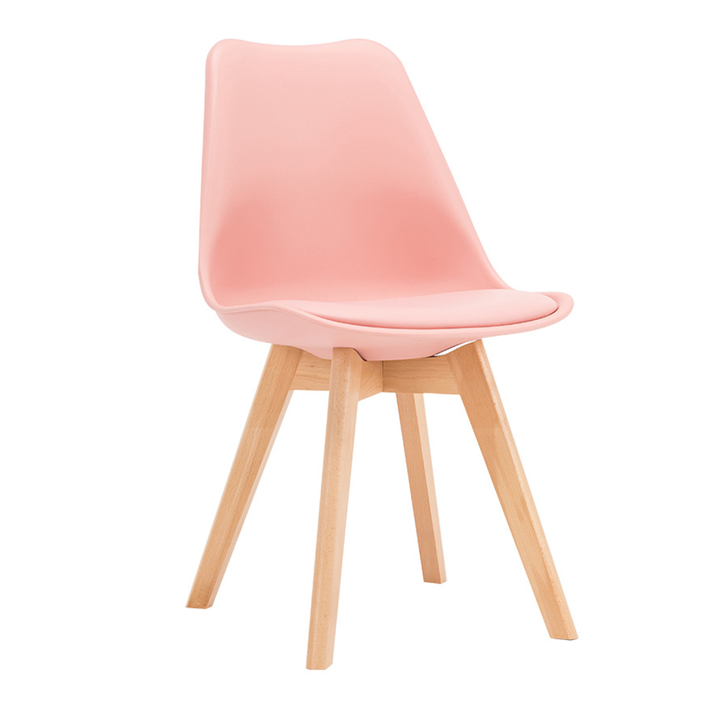 Leisure modern thickened plastic dinning chair with wood legs