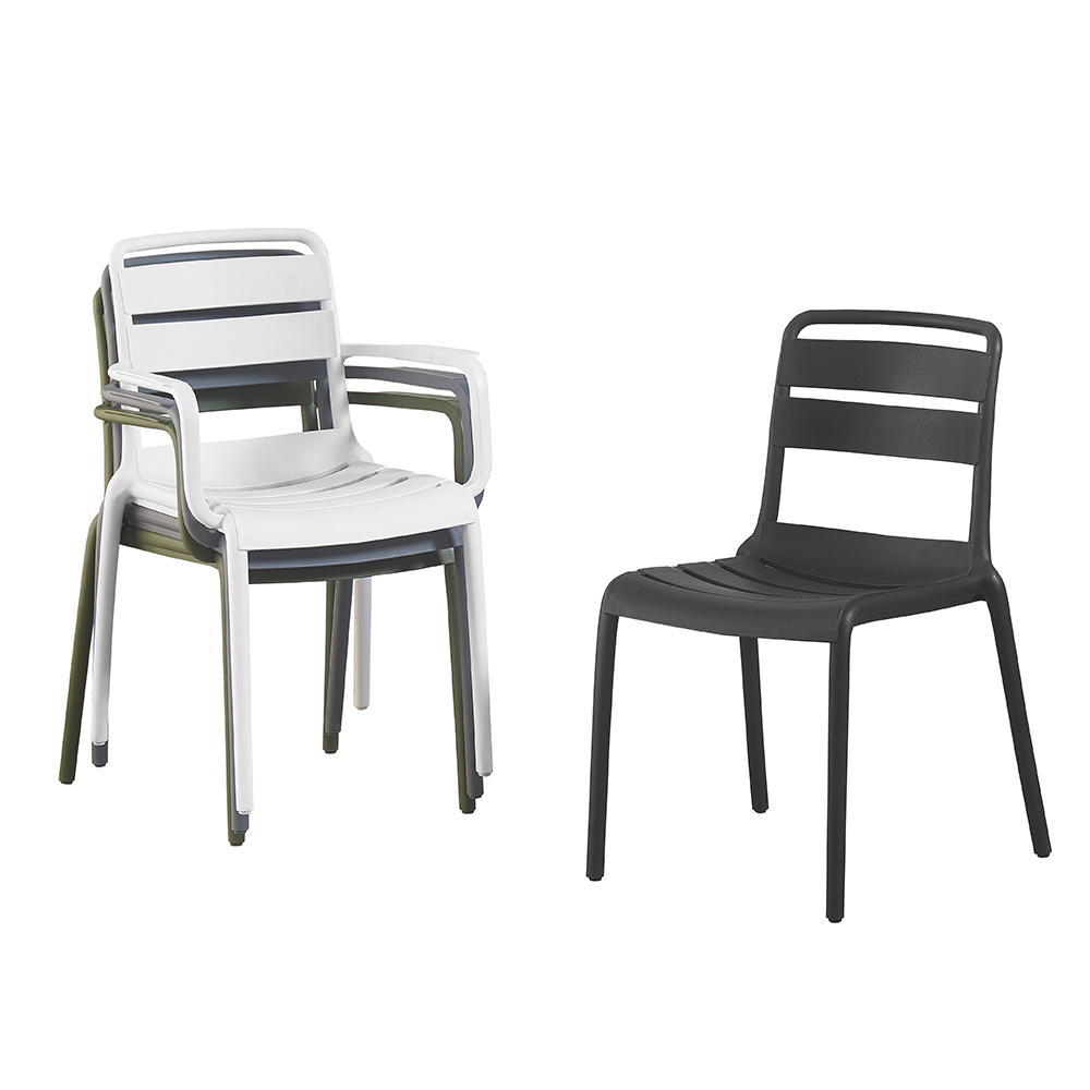 Armrest Dining Chair Stackable Plastic Chair