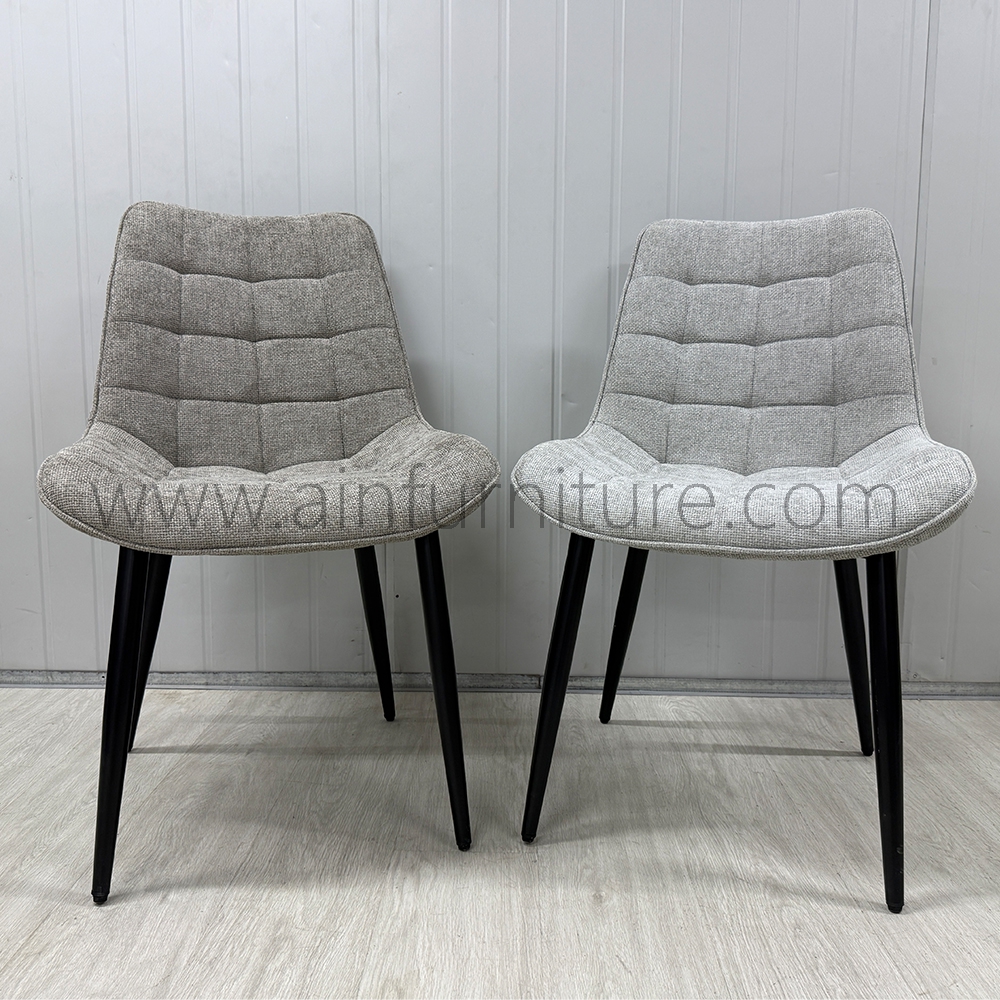 Mid-Century Modern Comfortable Armless Metal Dining Chairs Set Fabric for Home Kitchen