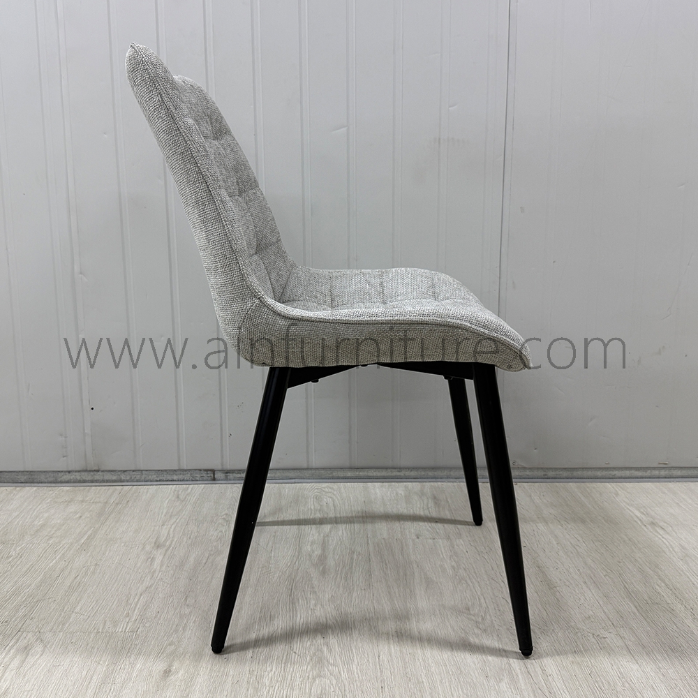 Mid-Century Modern Comfortable Armless Metal Dining Chairs Set Fabric for Home Kitchen