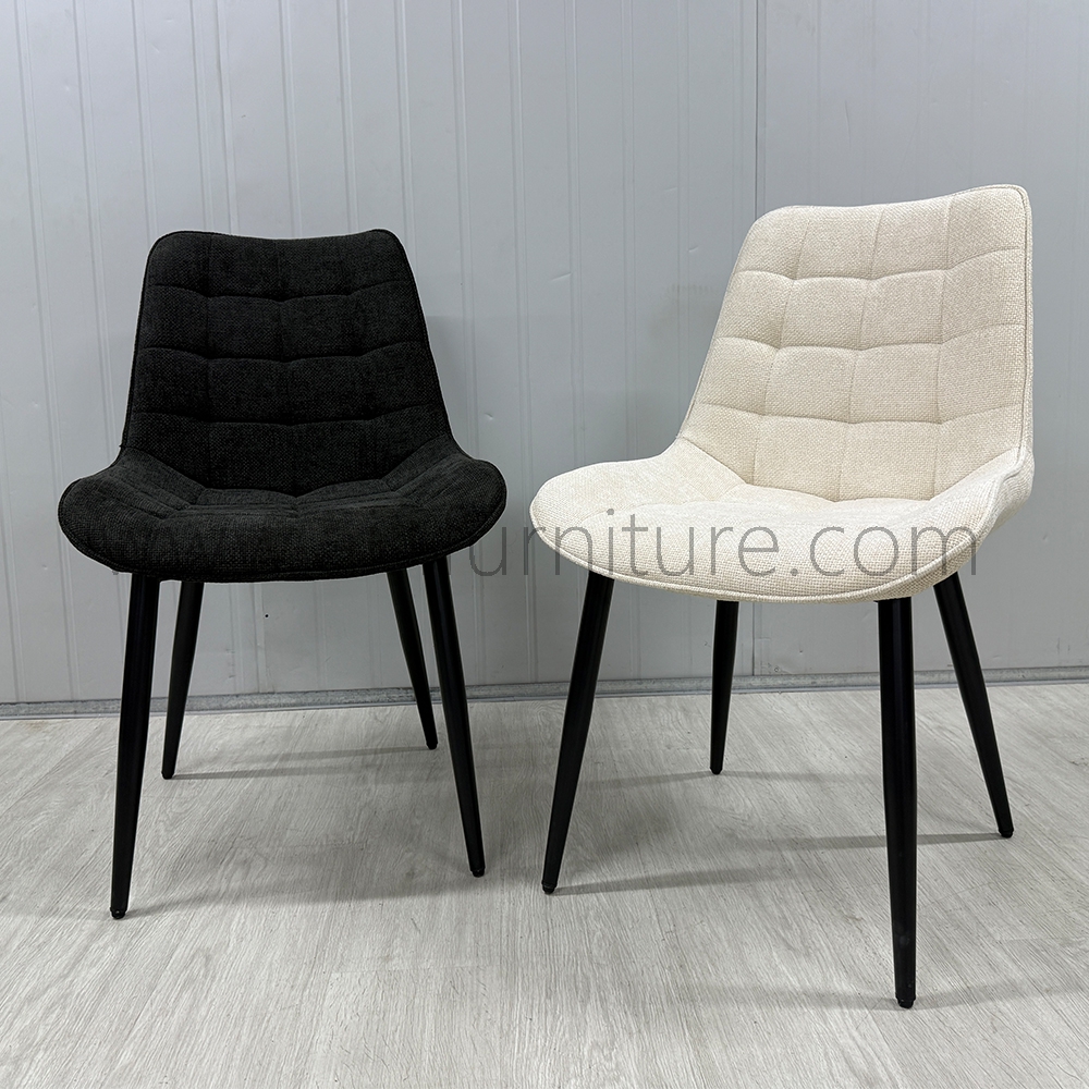 Mid-Century Modern Comfortable Armless Metal Dining Chairs Set Fabric for Home Kitchen