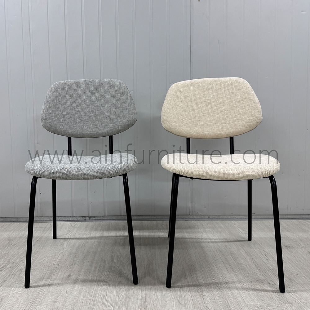 Home Dining Office Furniture Set of 2 Soft Beige Velvet Dining Chairs with Metal Base