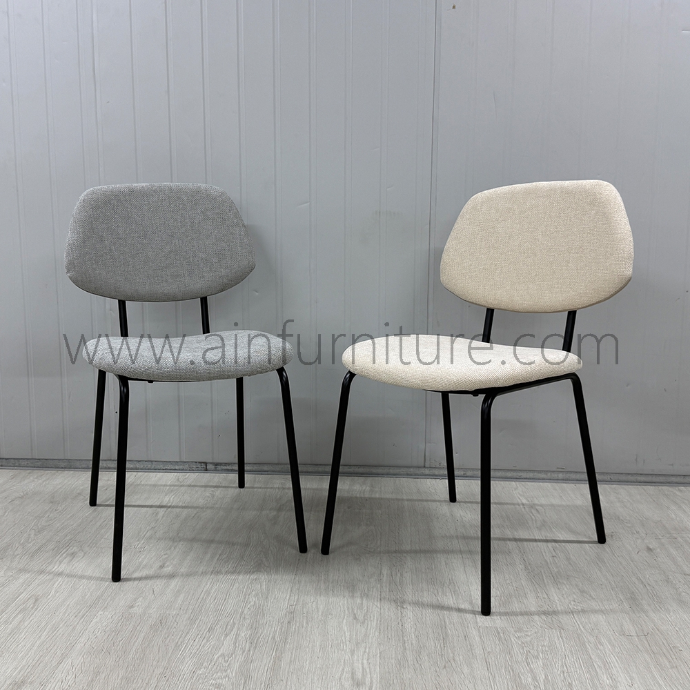 Home Dining Office Furniture Set of 2 Soft Beige Velvet Dining Chairs with Metal Base